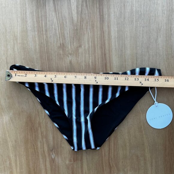TORI PRAVER ISLA BOTTOM Women’s Black Striped Lined Bikini Bottoms sz L NWT - Picture 2 of 5